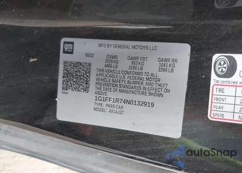 2022 Chevrolet Camaro Rwd Lt1 из США, поврежденный, VIN 1G1FF1R74N0132919